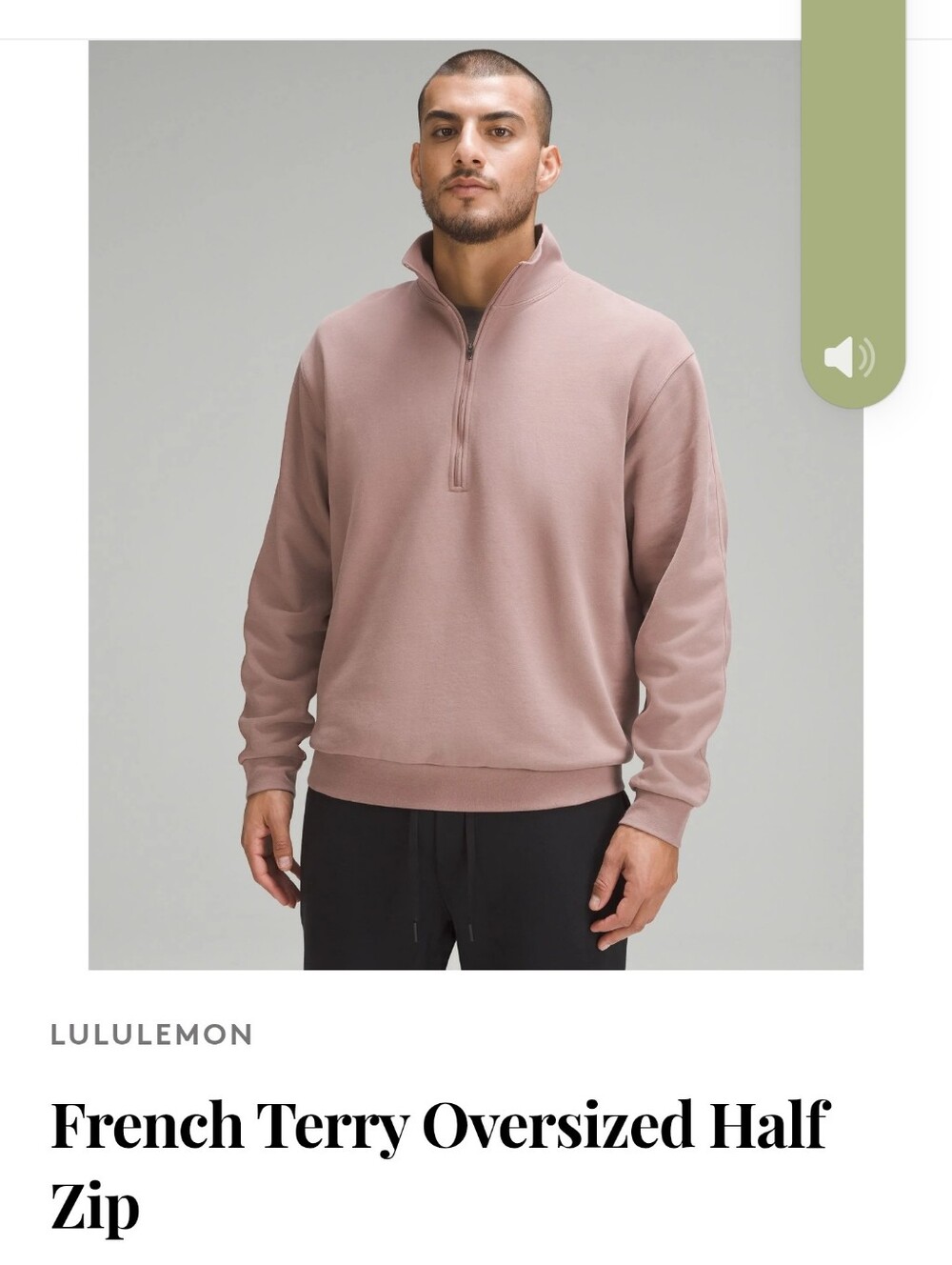 Lululemon French Terry Athletica Dusty Rose Half-Zip Sweater